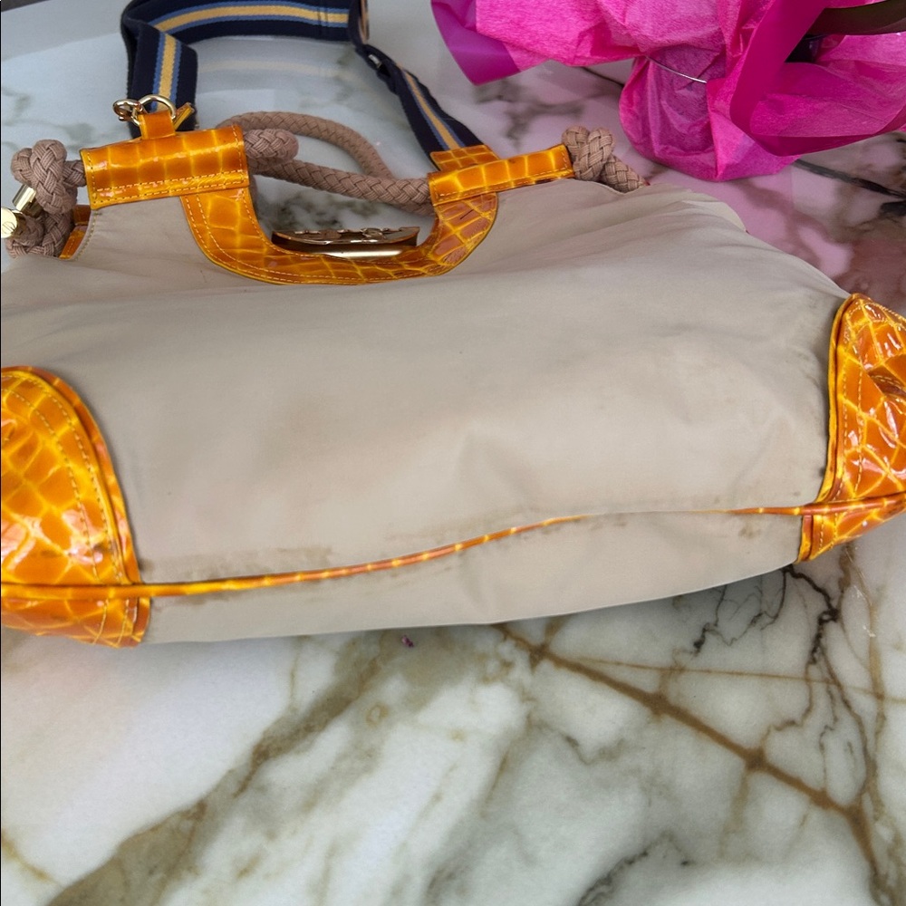 Tory Burch Limited Edition Orange- Tan Croc Embossed Crossbody Bag - Picture 8 of 11